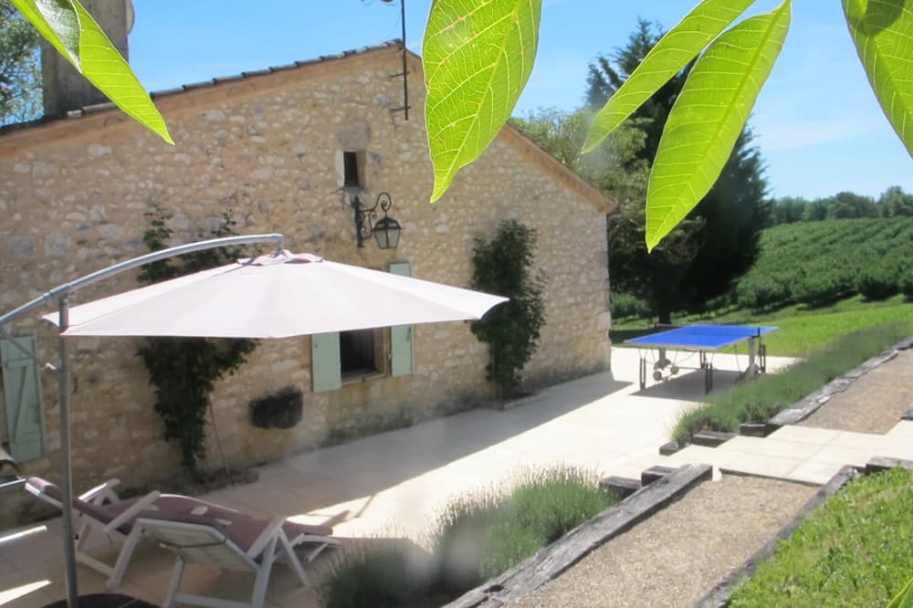 Table tennis on patio